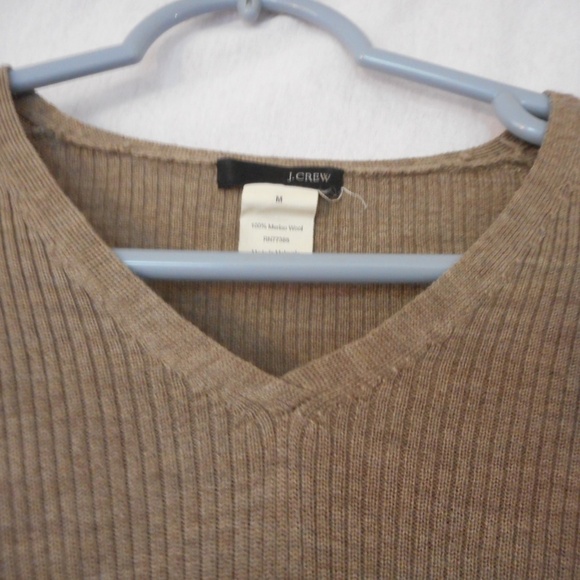 J. Crew ribbed knit Brown Sweater 100% merino wool - Picture 2 of 5